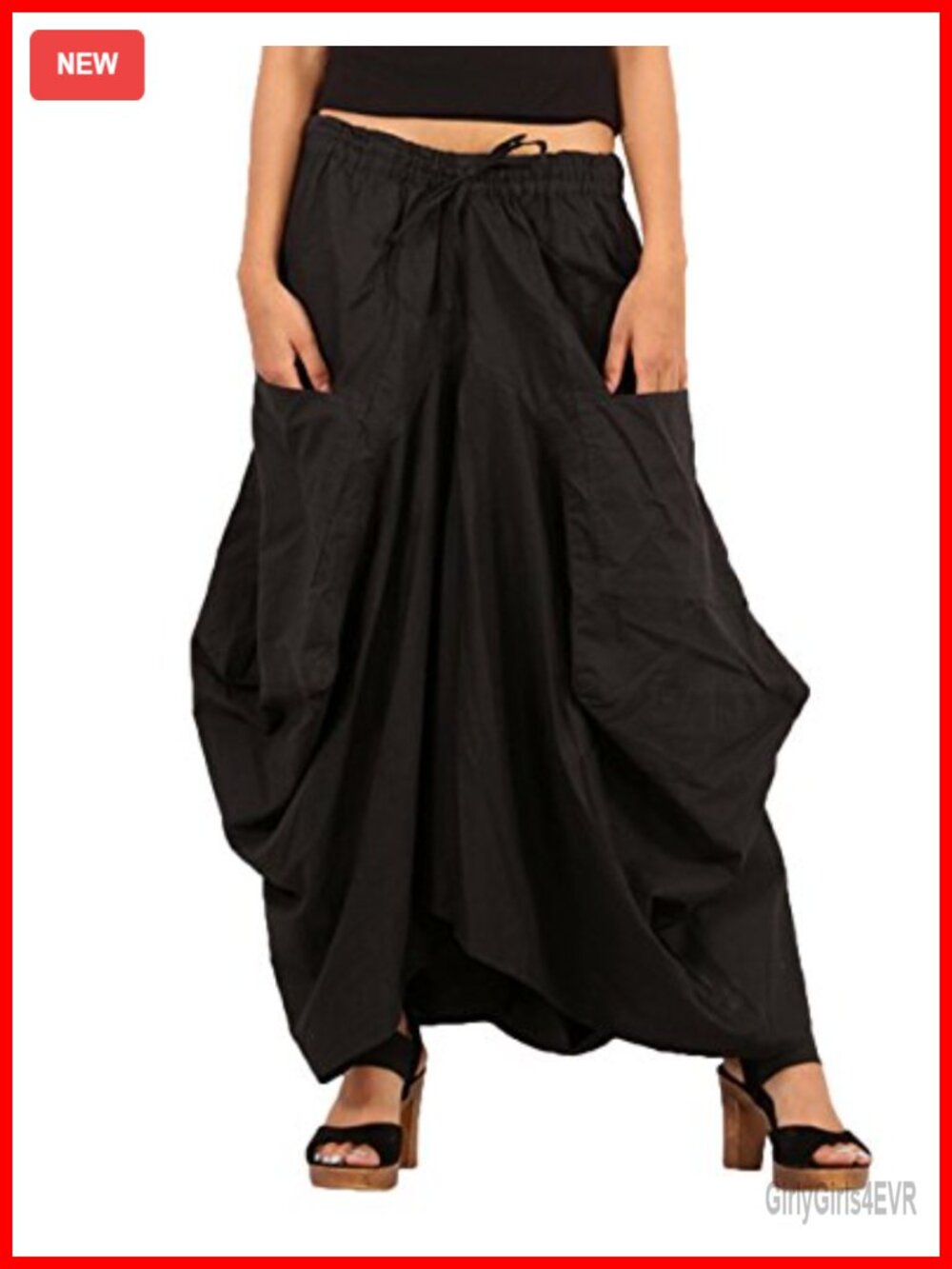 SARJANA Cotton Solid Hippie Afghani Ethnic Skirt with Pockets